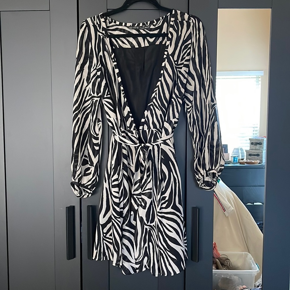 Zara wrap tie dress zebra